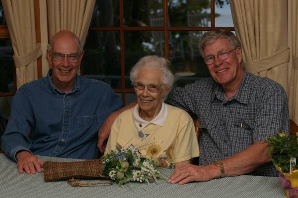 Frances'Tan' Hawley at 90 with Bob and Dick